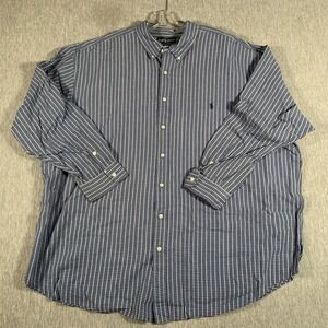 Ralph Lauren Blake Shirt Mens Big 3X Blue Check Button Down Long Sleeve Cotton